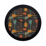 electric guitars pattern Elegant Black Wall Clock