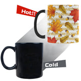 Maple leaf oak leaf acorns beige striped backgroun Morphing Mug Heat Changing Mug