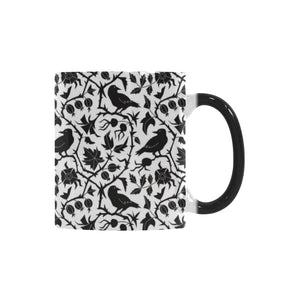 Crow dark floral pattern Morphing Mug Heat Changing Mug