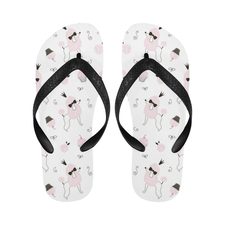 Poodle dog rose cake pattern Unisex Flip Flops