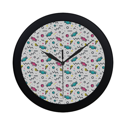 Candy design pattern Elegant Black Wall Clock