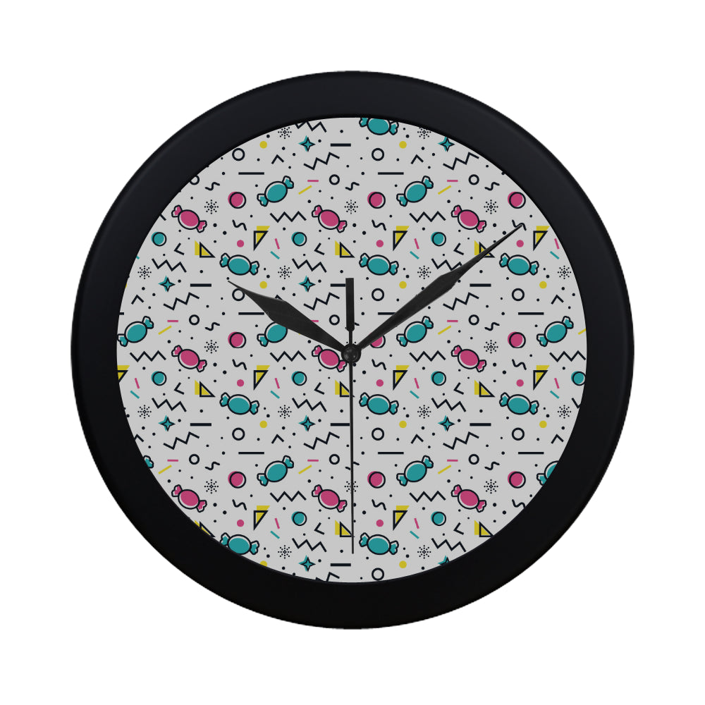 Candy design pattern Elegant Black Wall Clock