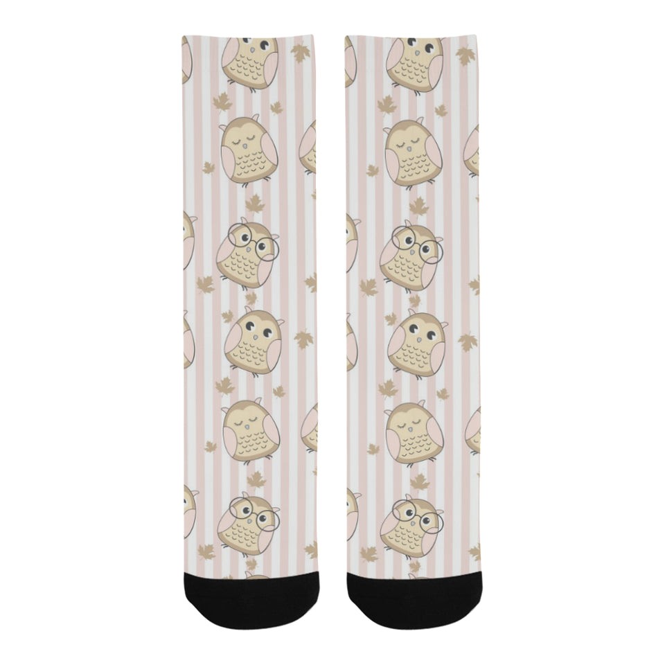 cute owl leaf Crew Socks