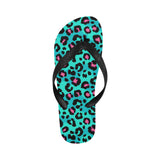 Green leopard skin print pattern Unisex Flip Flops