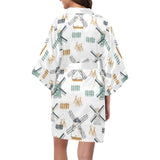 windmill pattern Women's Short Kimono Robe
