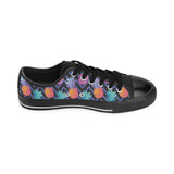 Pineapples pattern zigzag background Men's Low Top Canvas Shoes Black