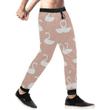 Swan flower light pink background Unisex Casual Sweatpants