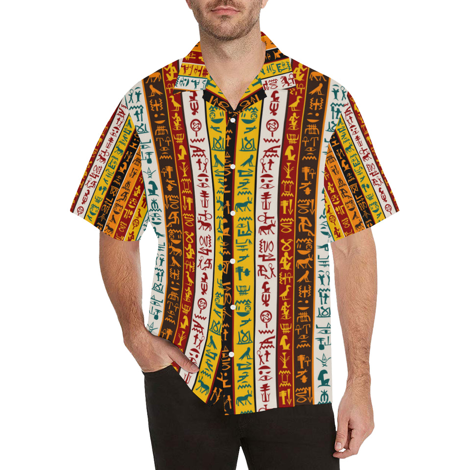 Egypt Hieroglyphics Pattern Print Design 01 Men's All Over Print Hawaiian Shirt (Model T58)