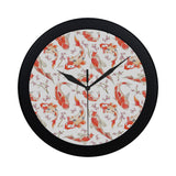 Watercolor Koi Fish Carp Fish pattern Elegant Black Wall Clock