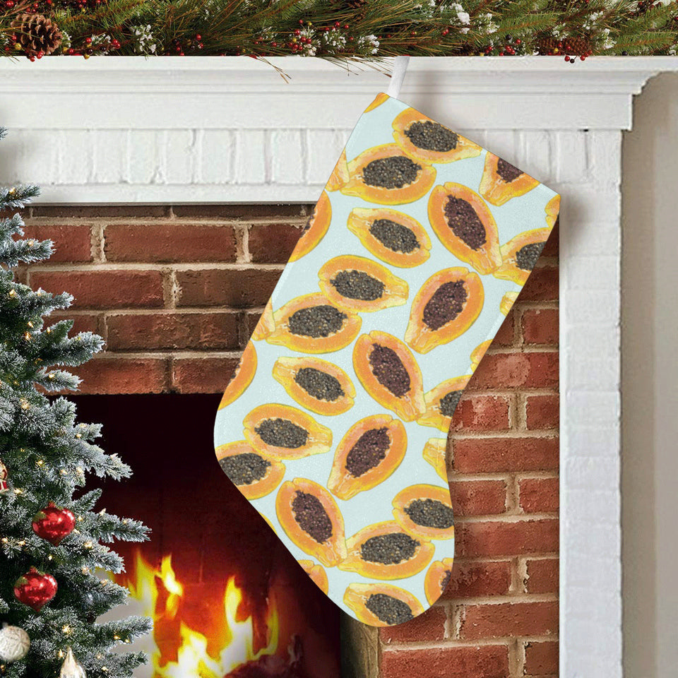 Watercolor papaya pattern Christmas Stocking