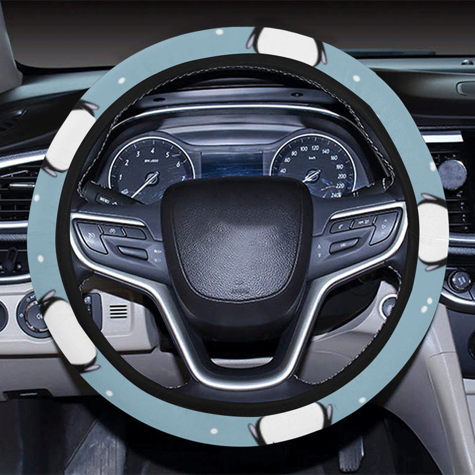 Cute penguin christmas snow pattern Car Steering Wheel Cover
