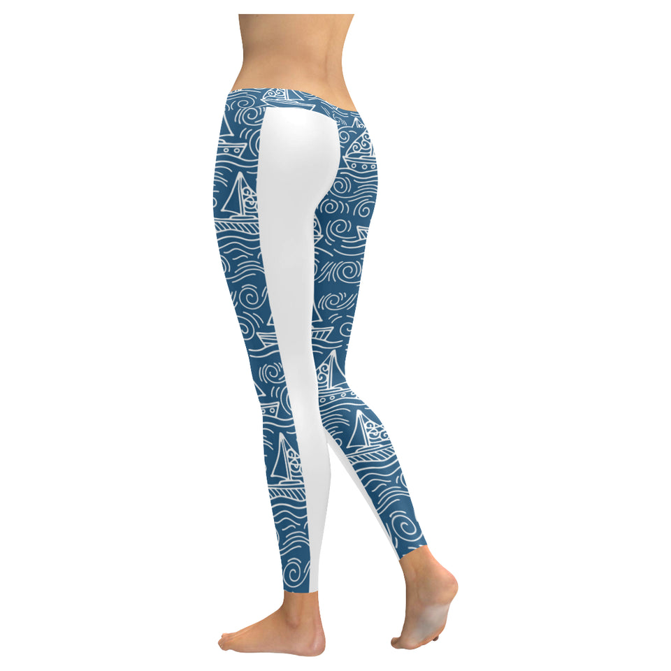 Hand drawn sailboat pattern Women's Legging Fulfilled In US