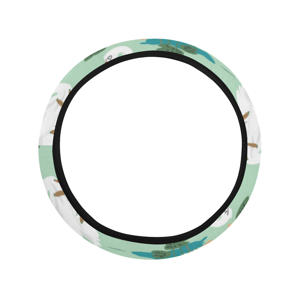 White swan lake pattern Car Steering Wheel Cover