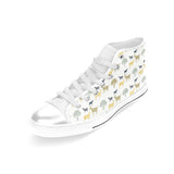 Silhouettes of goat and tree pattern Women's High Top Canvas Shoes White
