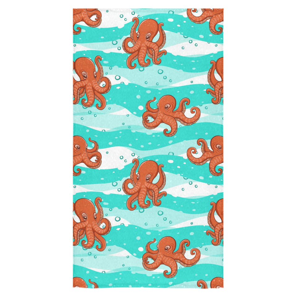 Octopuses sea wave background Bath Towel