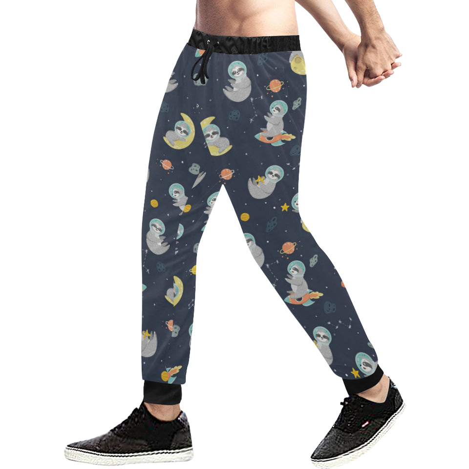 Cute sloth astronaut star planet rocket pattern Unisex Casual Sweatpants
