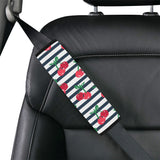 Hand drawn cherry pattern striped background Car Seat Belt Cover