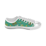 Cute frog dragonfly design pattern Men's Low Top Canvas Shoes White