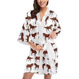 Horses running pattern background Women's Short Kimono Robe