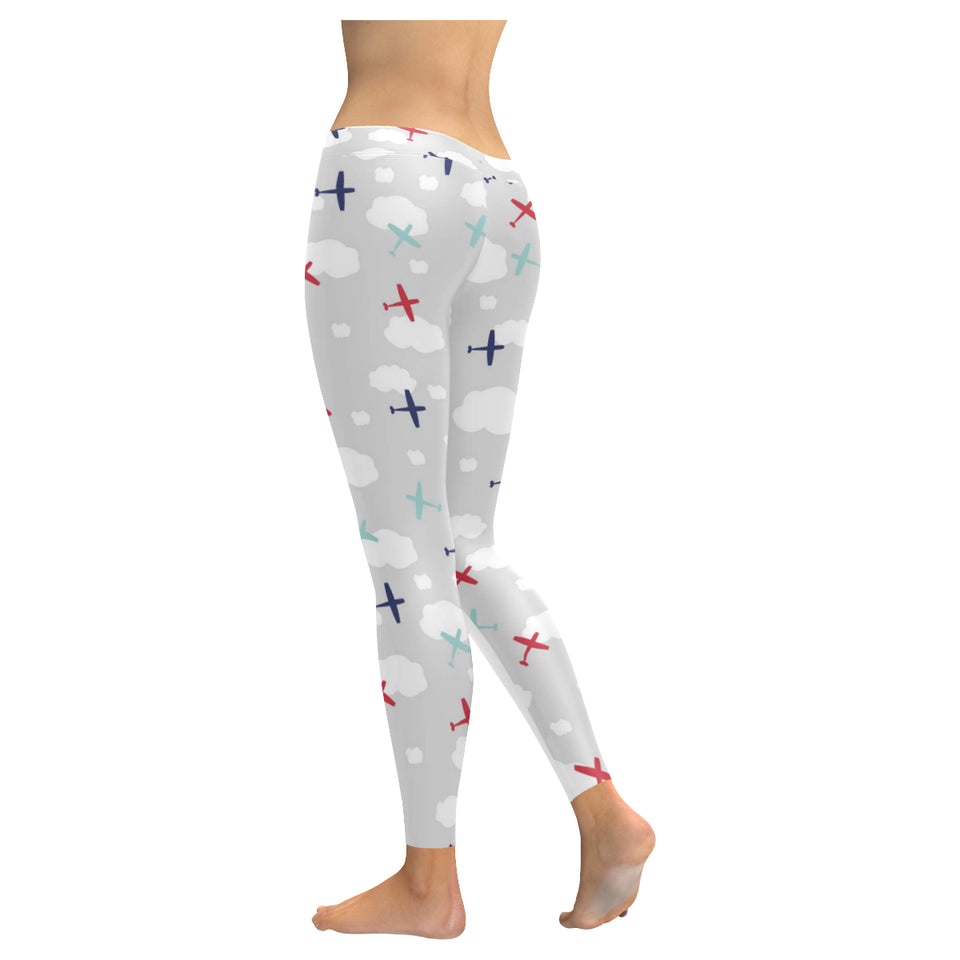 Airplane cloud grey background Women's Legging Fulfilled In US