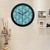 Blue starfish coral reef pattern Elegant Black Wall Clock