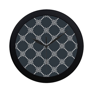 nautical steering wheel rope pattern Elegant Black Wall Clock