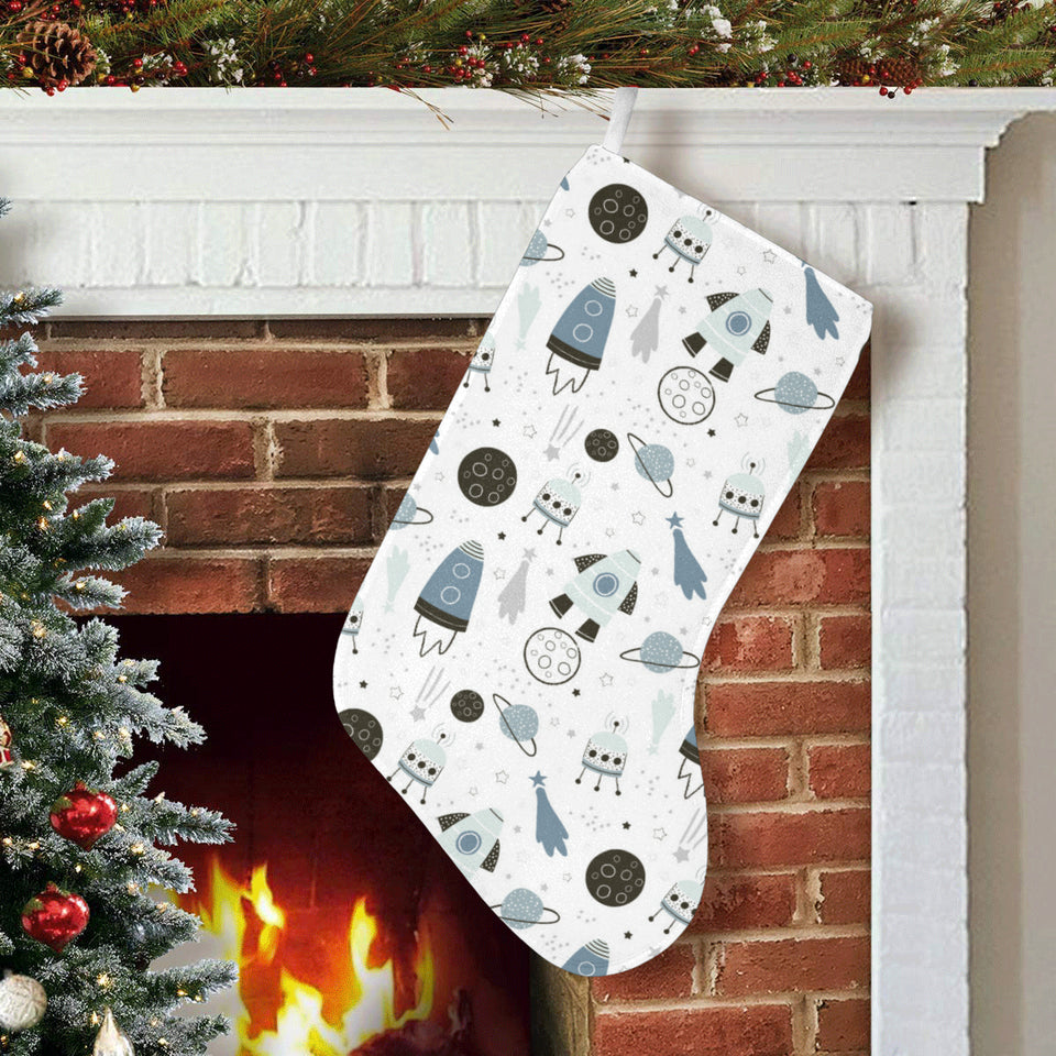 Hand drawn space elements space rocket star planet Christmas Stocking