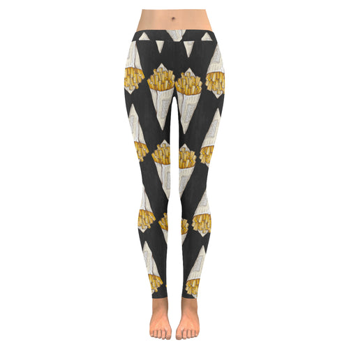 French fries dark background Women's Legging Fulfilled In US