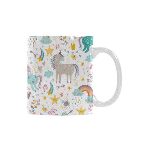 Colorful unicorn pattern Classical White Mug (Fulfilled In US)