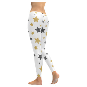 hand drawn gold black star pattern Women's Legging Fulfilled In US