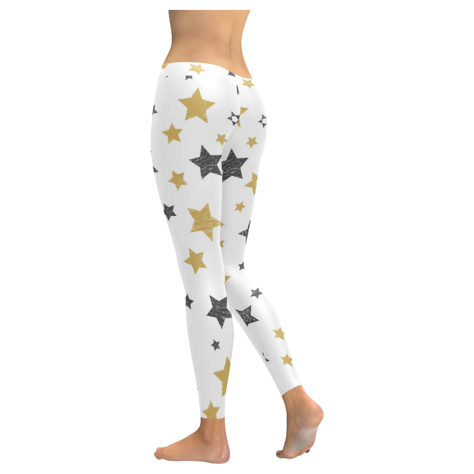 hand drawn gold black star pattern Women's Legging Fulfilled In US