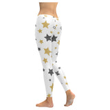 hand drawn gold black star pattern Women's Legging Fulfilled In US
