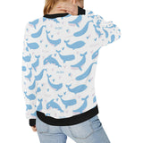 Blue whale pattern Women's Crew Neck Sweatshirt