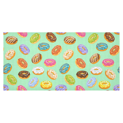 Colorful donut pattern green background Tablecloth