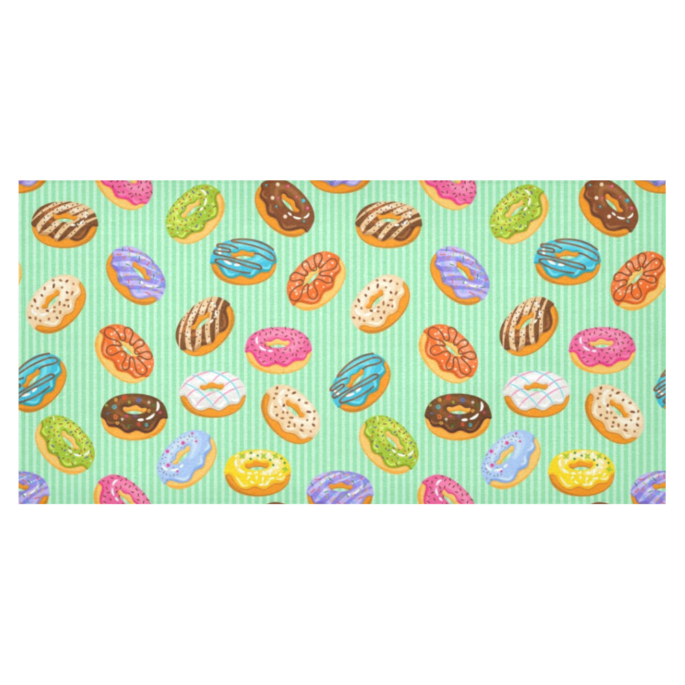 Colorful donut pattern green background Tablecloth