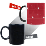 Christmas tree star snow red background Morphing Mug Heat Changing Mug