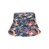 Blue red dragon cloud pattern Unisex Bucket Hat