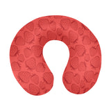 strawberry pattern red background U-Shaped Travel Neck Pillow