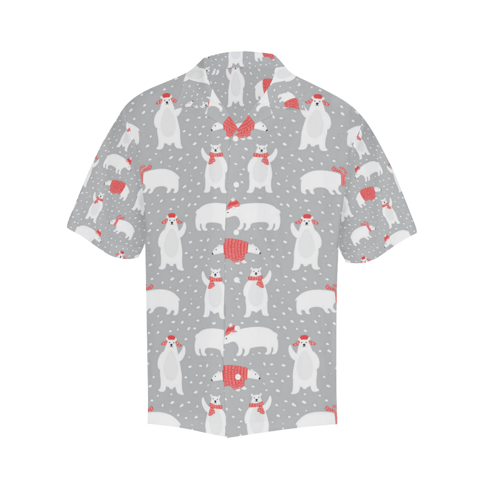 Cute polar bear christmas snow pattern Men's All Over Print Hawaiian Shirt