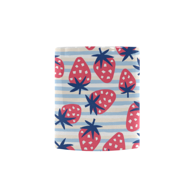 Strawberry pattern blue lines background Morphing Mug Heat Changing Mug