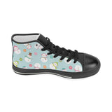 Cute snowman snowflake pattern Women's High Top Canvas Shoes Black