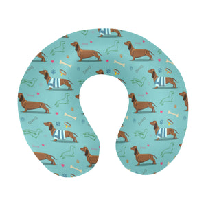Dachshund decorative background U-Shaped Travel Neck Pillow