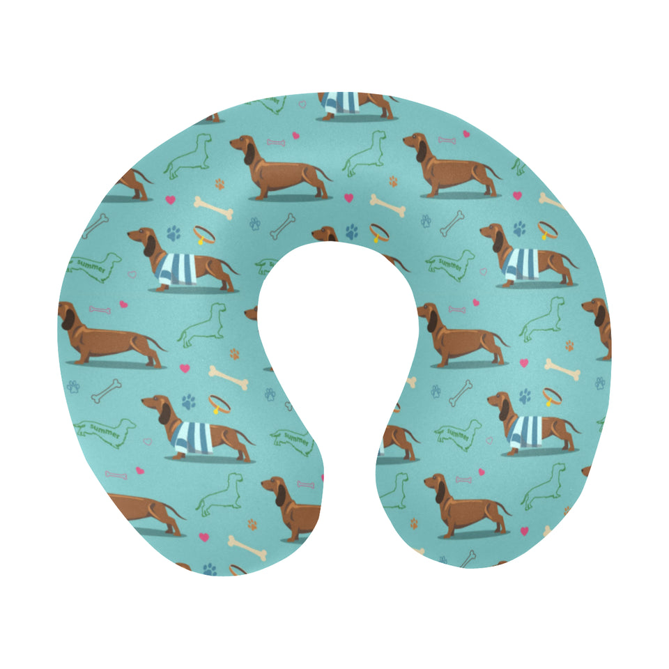 Dachshund decorative background U-Shaped Travel Neck Pillow