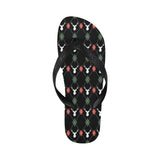 Deer Christmas new year pattern argyle Unisex Flip Flops