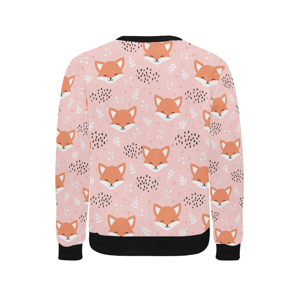 Cute fox pattern pink background Men's Crew Neck Sweatshirt