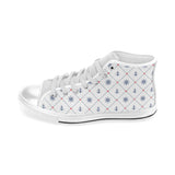 Anchor rudder nautical design pattern Men's High Top Canvas Shoes White