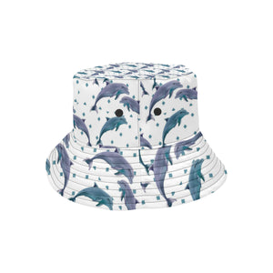 Dolphins pattern dotted background Unisex Bucket Hat