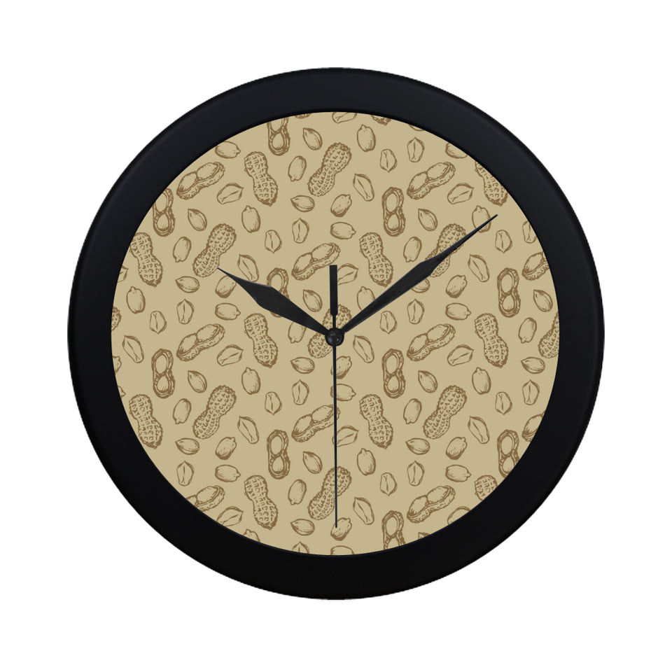 hand drawn peanuts pattern Elegant Black Wall Clock