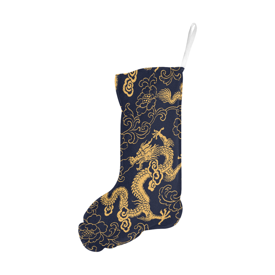 Gold dragon pattern Christmas Stocking