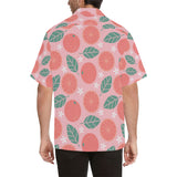 Grapefruit leaves flower pink background Men's All Over Print Hawaiian Shirt